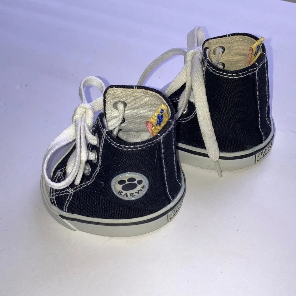 BUILD A BEAR Sneakers Shoes Black White Canvas High Top BABW NEW
